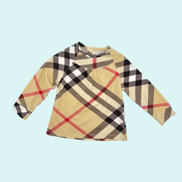 Burberry Girls' Long-Sleeve Top Iconic Nova Check - Size 2T/ 86cm - Picture 1 of 4